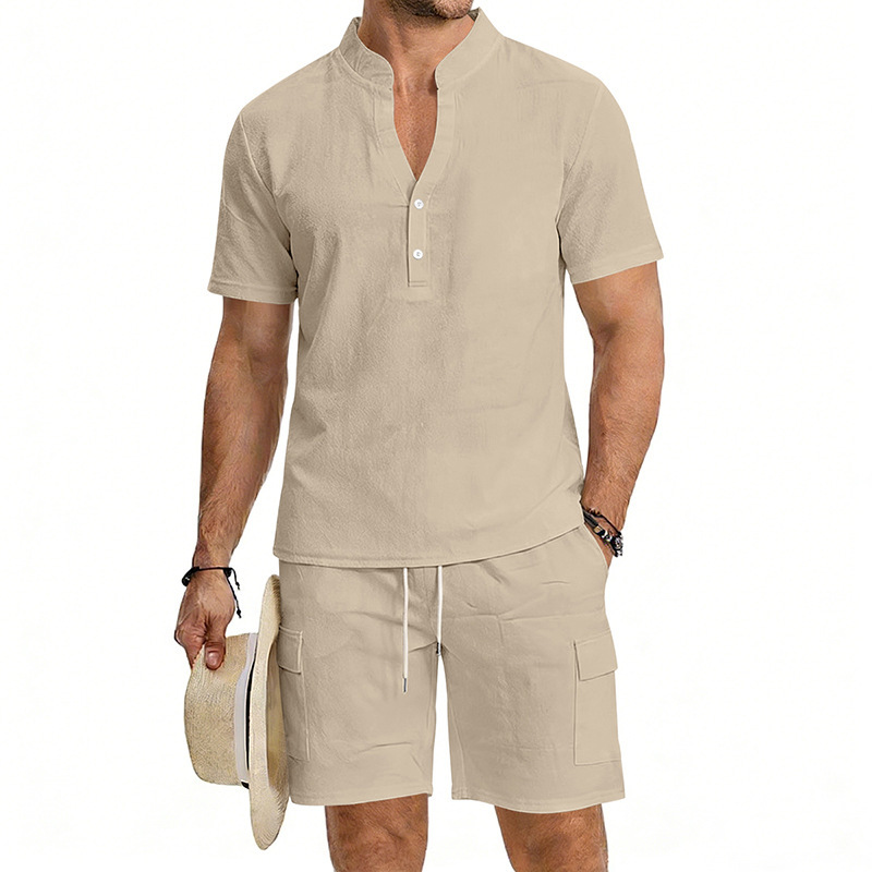 Short Linen Drawstring - Summer Men's Linen 2 Piece Set