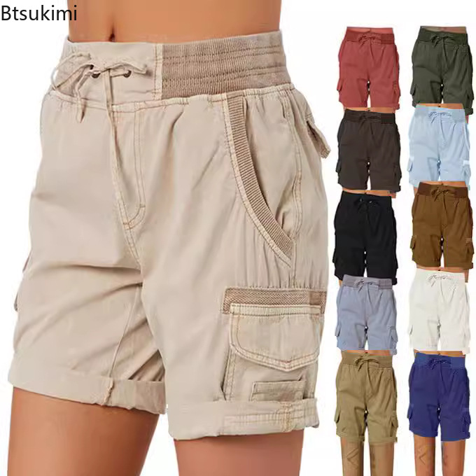 Short Linen Drawstring - 2026 Women's Cargo Shorts Pants Elastic