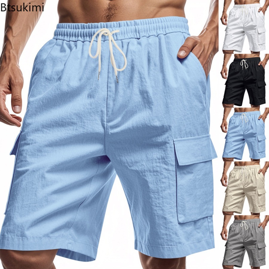 New 2025 Men's Cargo Shorts Su - огляд і ціна Short Linen Drawstring