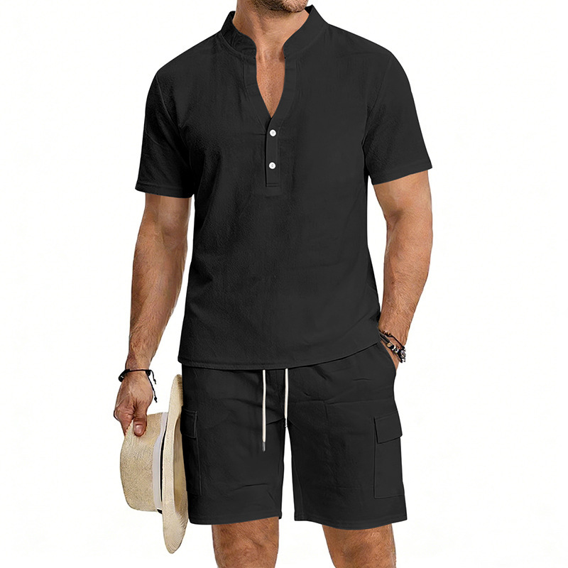 Summer Men's Linen 2 Piece Set - огляд і ціна Short Linen Drawstring
