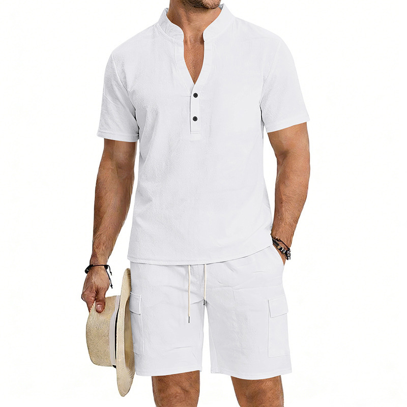 Summer Men's Linen 2 Piece Set - огляд і ціна Short Linen Drawstring
