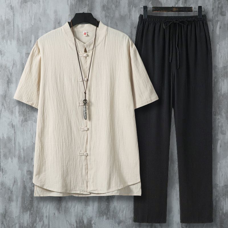 Men's Ethnic Style Linen Shirt - огляд і ціна Short Linen Drawstring