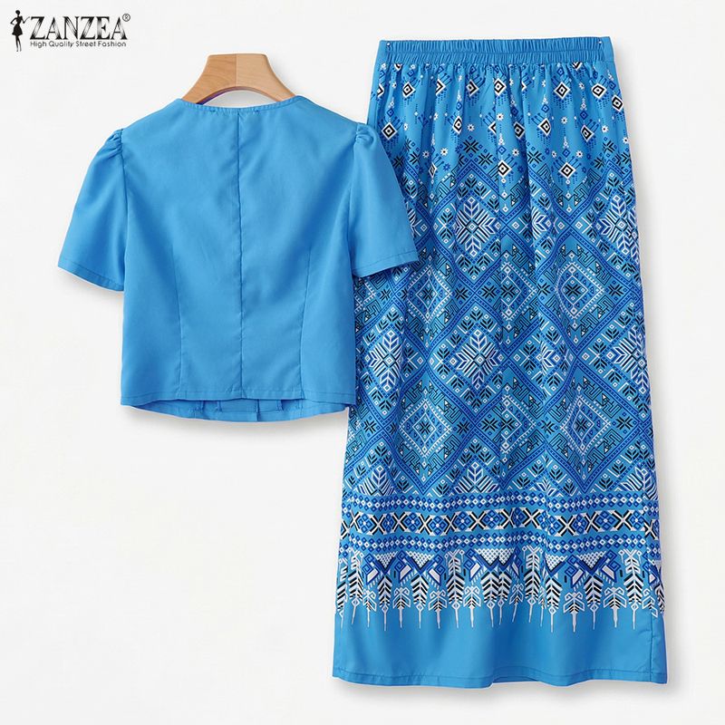 Summer 2 Pieces Sets ZANZEA Sq - огляд і ціна Shirt Camp Collar